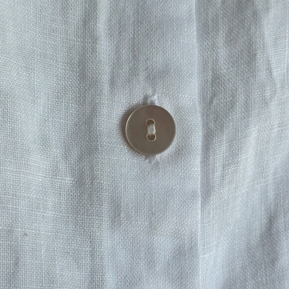 J JILL LOVE LINEN BUTTON FRONT TAB SLEEVE TUNIC BLOUSE WHITE 2x Cruise Vacation - Picture 4 of 9